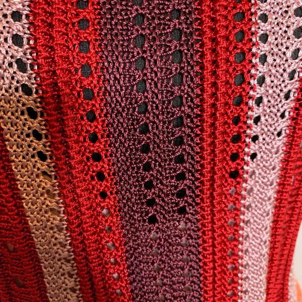 Free People Katie red orange crochet floral sleeveless dress size Small NWT
